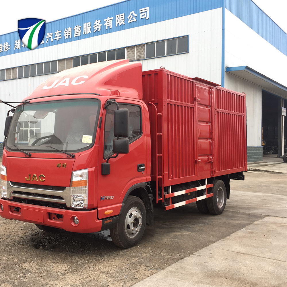 Newest price of 4x2 140hp euro 4 loading 15 ton 6m corrugated iron tile box small van truck for sale