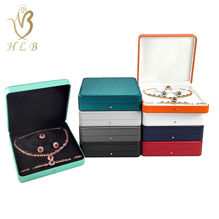 Luxury jewelry packaging box full set necklace ring earrings pu leather jewellery set box with custom logo