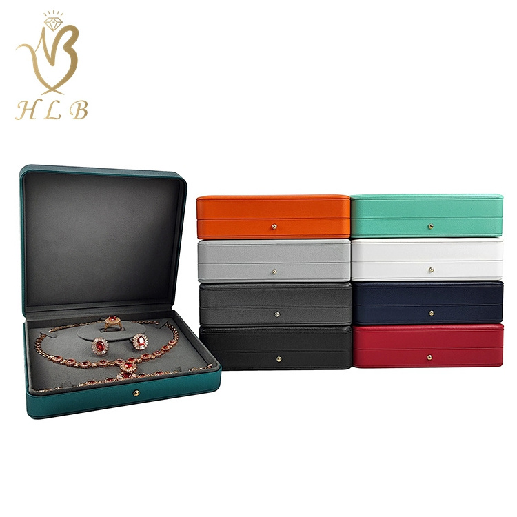 LOW MOQ necklace jewelry packaging box full set luxury leather jewellery set box with custom logo