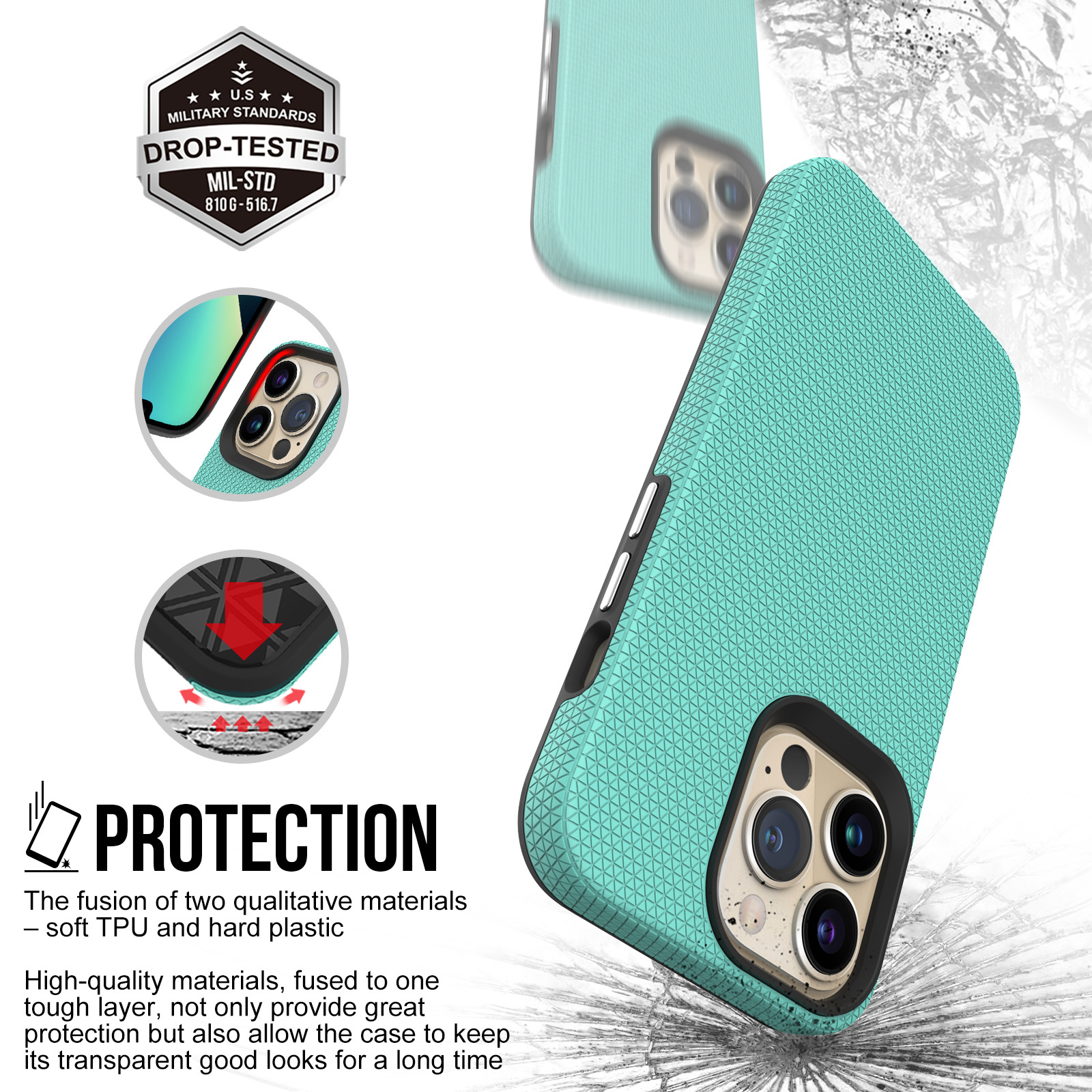 Popular Triangle Case For iPhone 15 Pro Max Web High Quality Designed TPU PC Anti Slippery Colorful Phone Case For iPhone 15 Pro