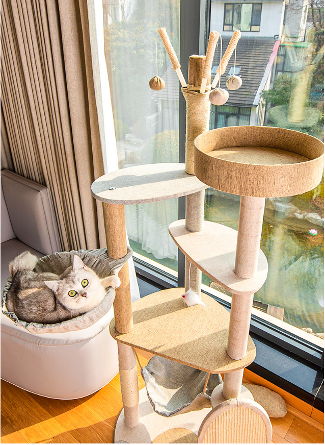 2023 Cat Tree Climbing Frame Cute Luxury Integrated Large Cat Trees Scratcher Sisal Wood Pet Cat Tree Tower with hammock