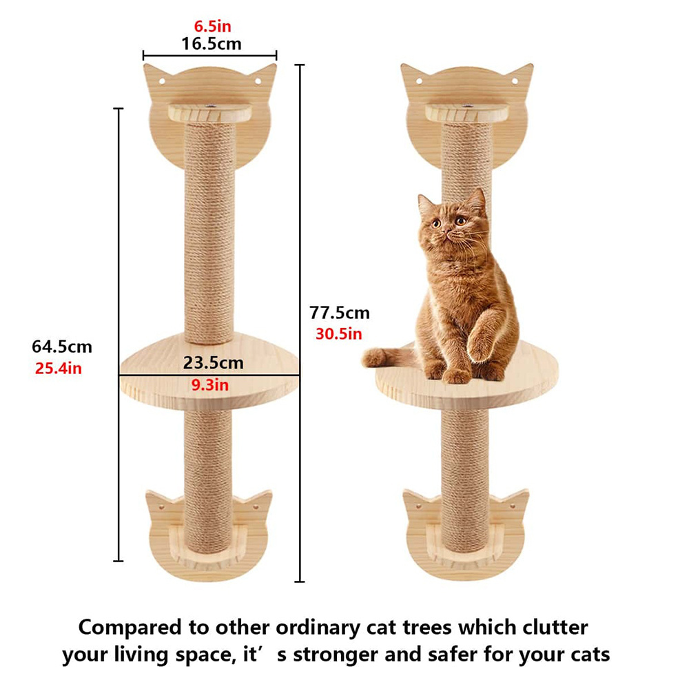 Cat Activity Tree With Scratching Posts Perch Platform Wall Mounted Sisal Scratcher Hammock For Cats Kittens Climb Play Rest