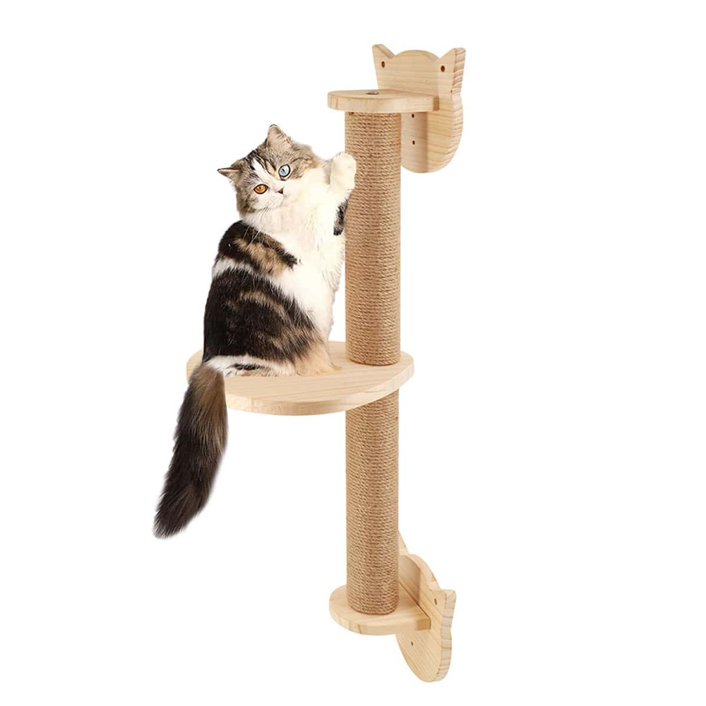 Cat Activity Tree With Scratching Posts Perch Platform Wall Mounted Sisal Scratcher Hammock For Cats Kittens Climb Play Rest