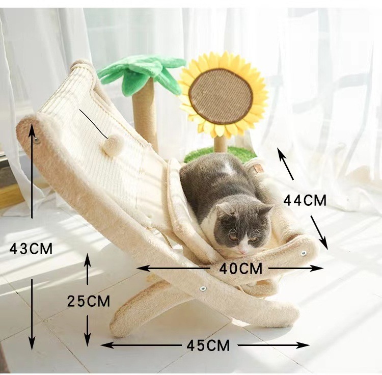 Cat Hammock Cat Furniture Durable Sisal Scratcher Wood Mini Beach Chair Relaxation Cat Bed cute design chair seat cushion