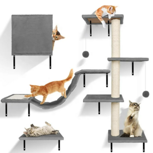 Wholesale flannel Wall Mounted Cat Scratcher Shelf Cat Hammock Wall Mounted Cat Tree Wall Climbing Frame