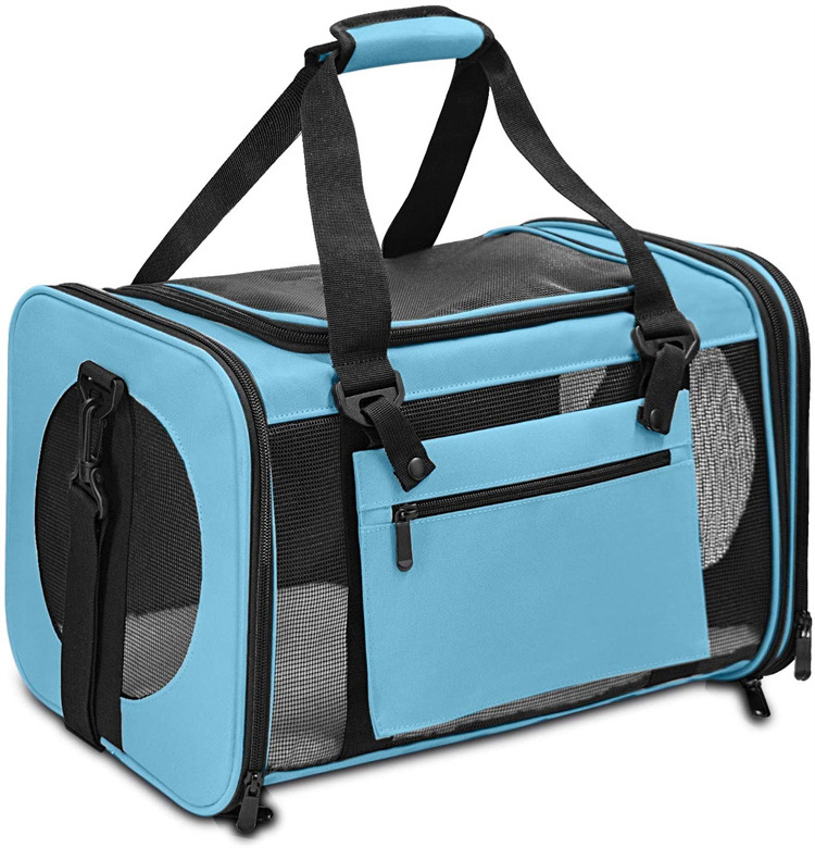 Airline Approved Small Dog Cat Portable Travel Carrier Soft Plush Window Mesh Cushion wholesale cat carrier