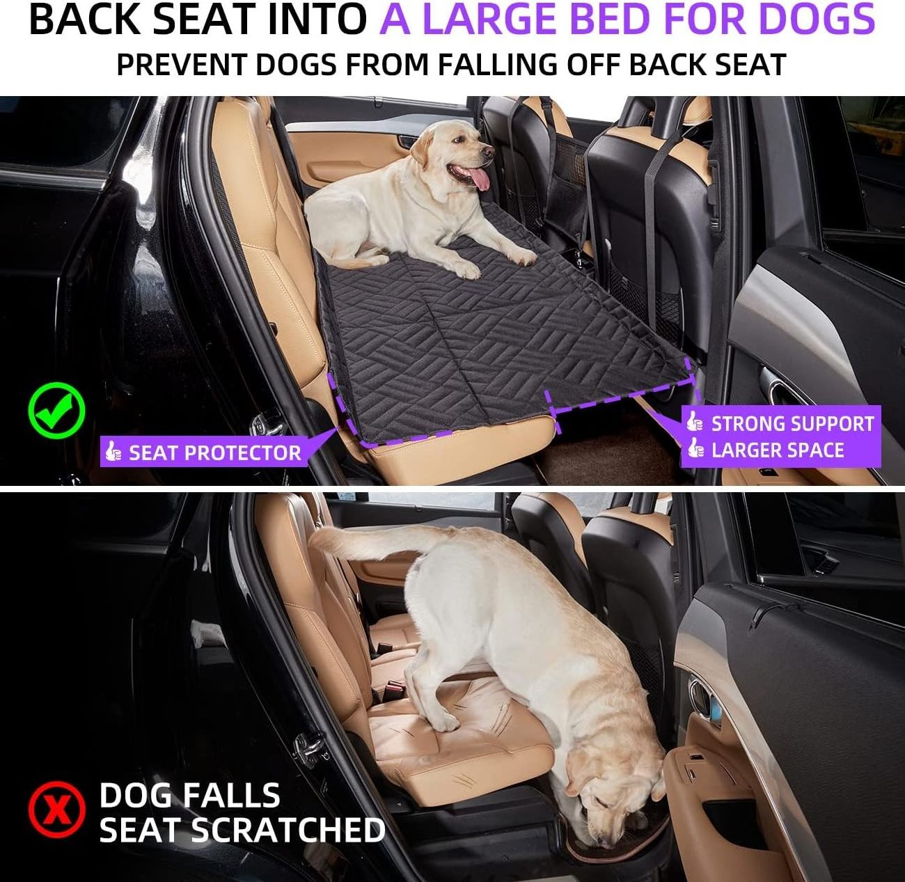 Dog Car Back Seat Cover Inflatable For Car Camping Air Mattress Backseat Extender Dog Car Seat