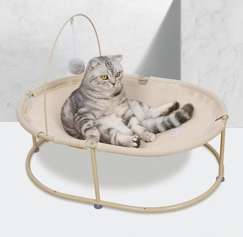 Elevated Cat Cot Bed with Detachable Pad Bed Cover Cooling Pet Hanging Nest Washable Cat Hammock Bed