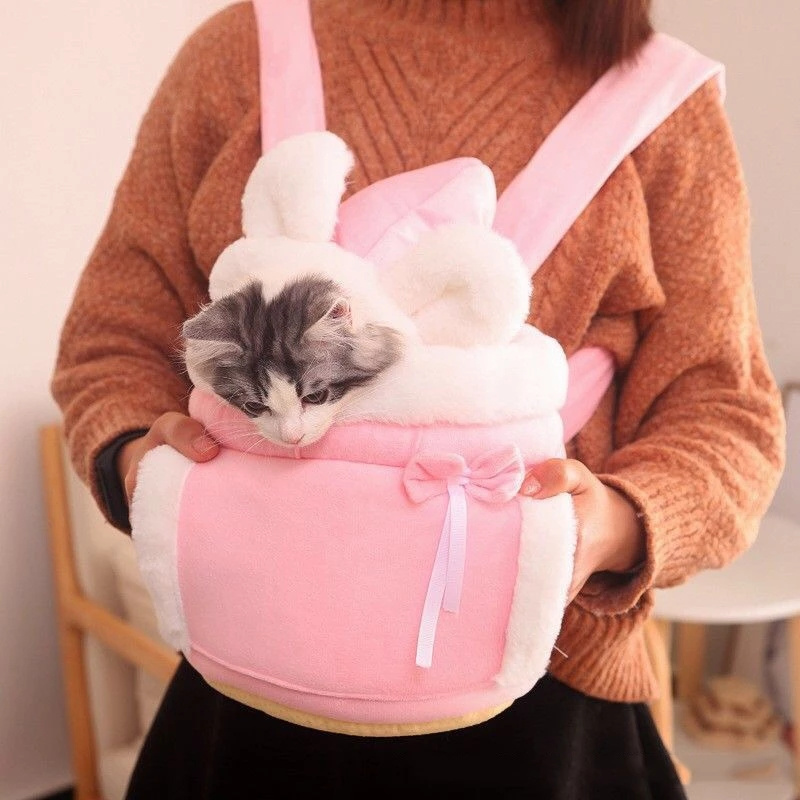 Cute Cat Carrying Bag Warm fluff Pet Carrier Bag For Winter