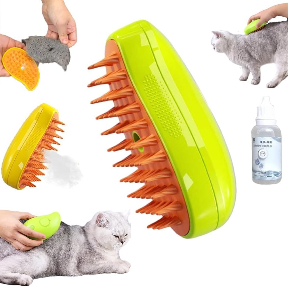 Multifunctional Cat Steam Brush with Leave-On Essence Cat Grooming Brush Pet Hair Removal Comb for Cat and Dog