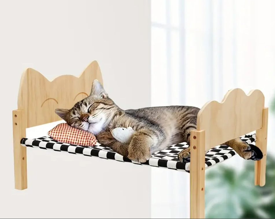 Cat Accessories Adjustable Wood Cat Bed Tree Solid Wood Cat Pet Hammock