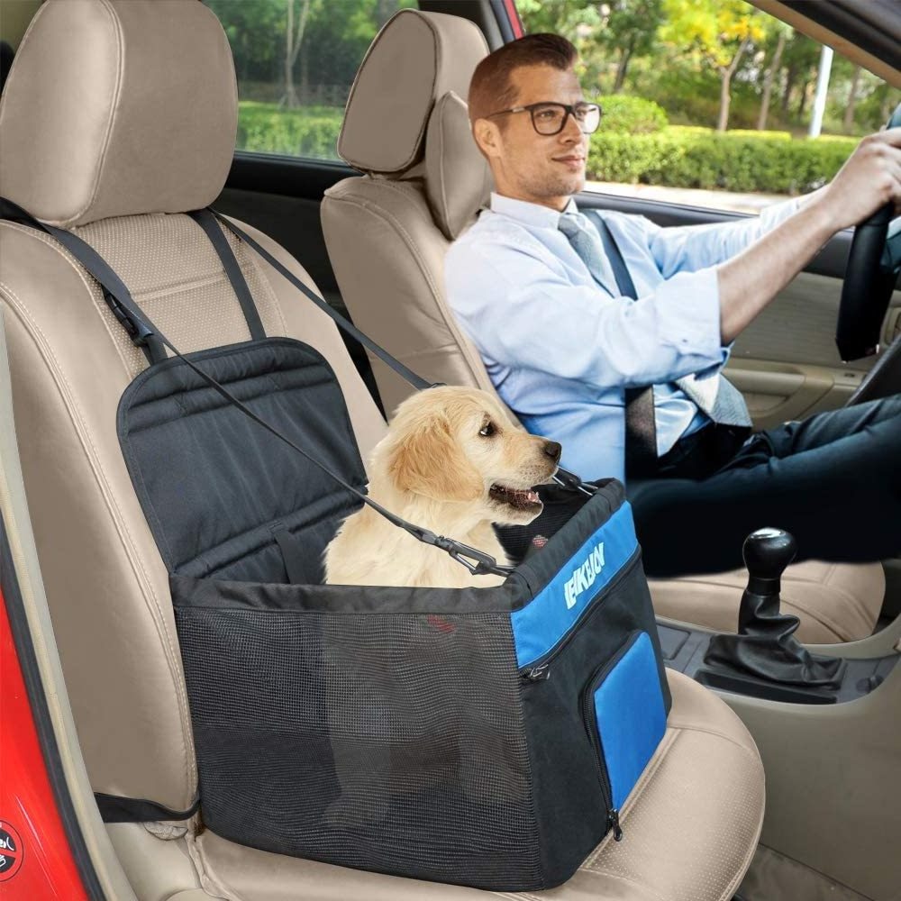 Durable Dog Booster Front Seat  With Adjustable Belts Waterproof Rear Breathable Dog Car Seat