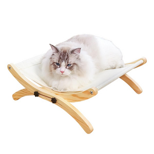 Wholesale Wooden Cat Hammock Swing Bed Elevated Pet Sleeping Bed  Modern Cat Furniture