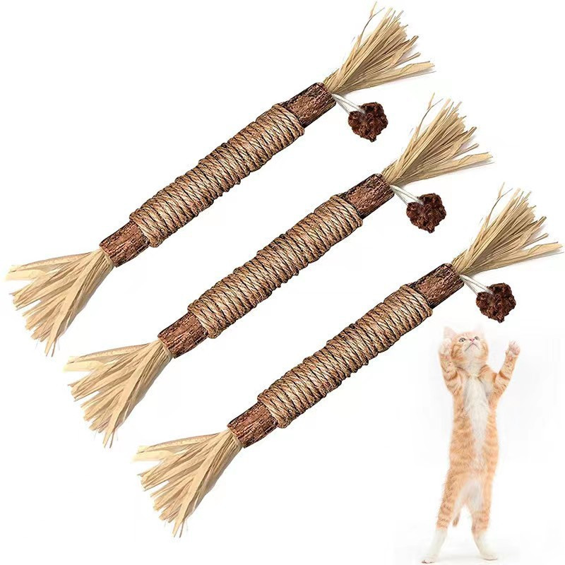 Cat Cleaning Teeth Pet Accessories Wood Cat Toy Chew Sticks Relieve Boredom From The Self-healing Cat Toys