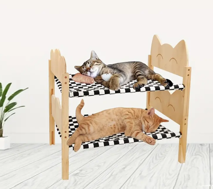 Cat Accessories Adjustable Wood Cat Bed Tree Solid Wood Cat Pet Hammock