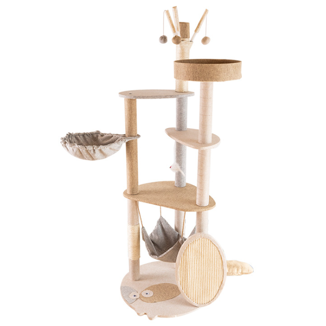 2023 Cat Tree Climbing Frame Cute Luxury Integrated Large Cat Trees Scratcher Sisal Wood Pet Cat Tree Tower with hammock