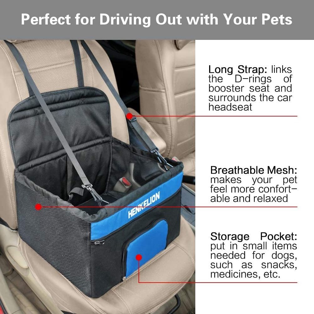 Durable Dog Booster Front Seat  With Adjustable Belts Waterproof Rear Breathable Dog Car Seat