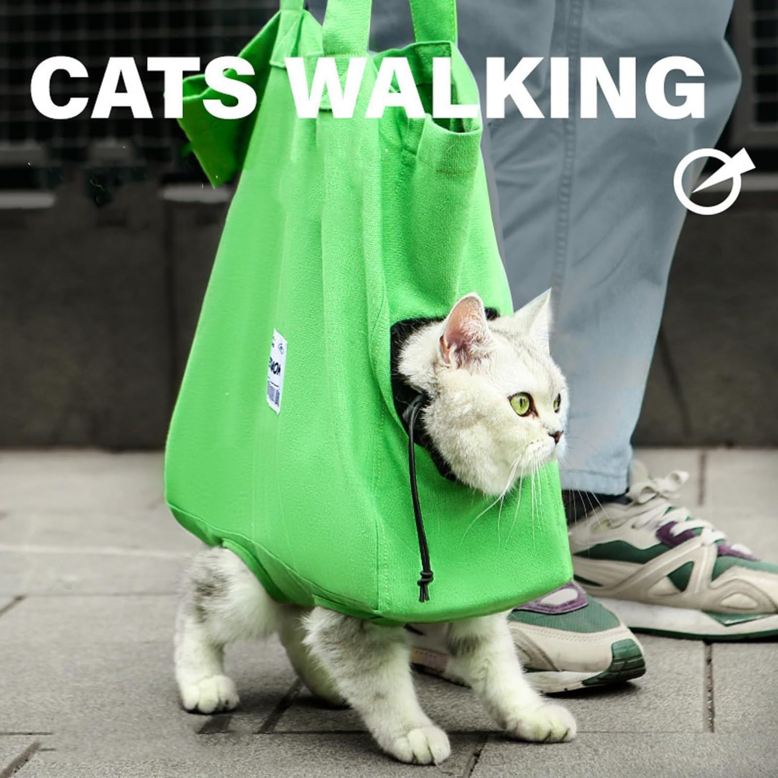 Green Canvas Breathable Cat Walking Bag Shoulder Carrying Small Cat Tote Bag Travel Cat Carrier