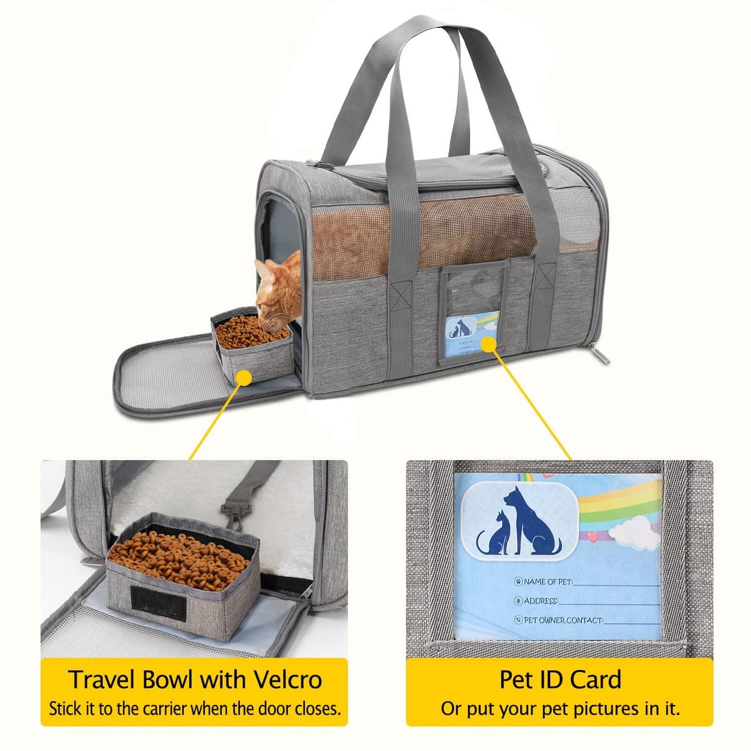 Detachable Dog Travel Carrier Large Cat Carrier Soft-sided Dog Travel Crate Folding Portable Pet Carrier Bag