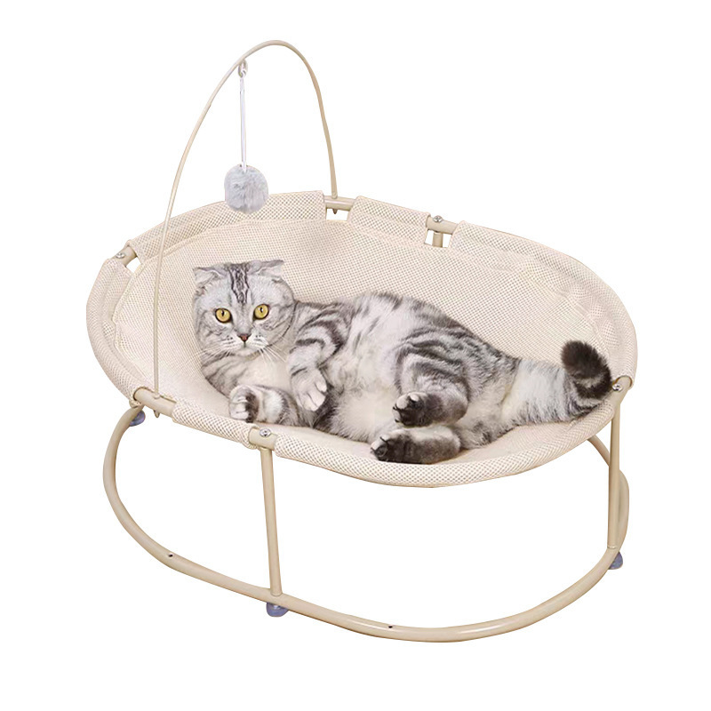 Elevated Cat Cot Bed with Detachable Pad Bed Cover Cooling Pet Hanging Nest Washable Cat Hammock Bed