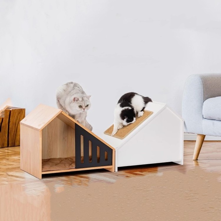 Wood Pet House Inside Detachable, Wood Pet Kennels Dog House Small Pet House, Sofa Side Pet Cabinet Houses