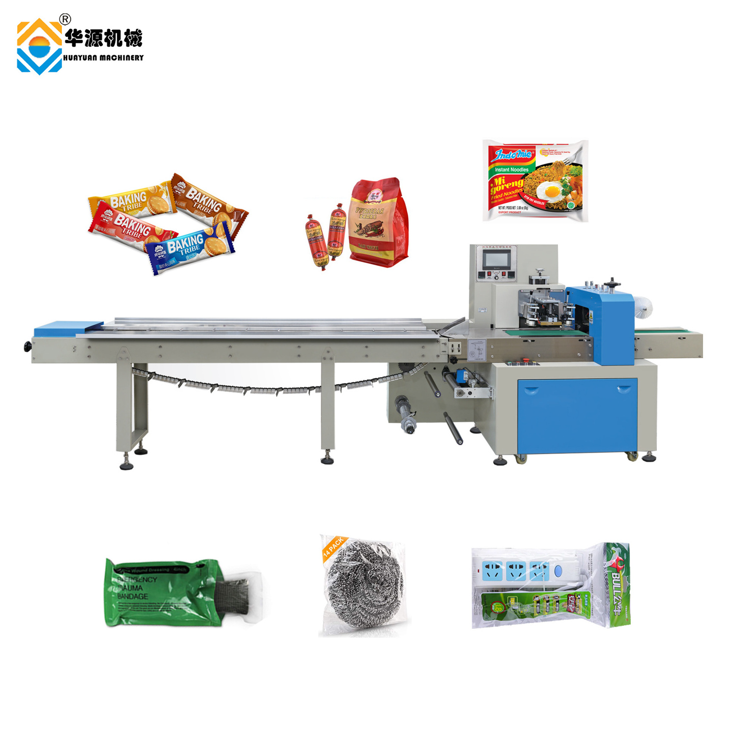 Automatic pillow cake instant noodle bread biscuit candy soap mask packing machine