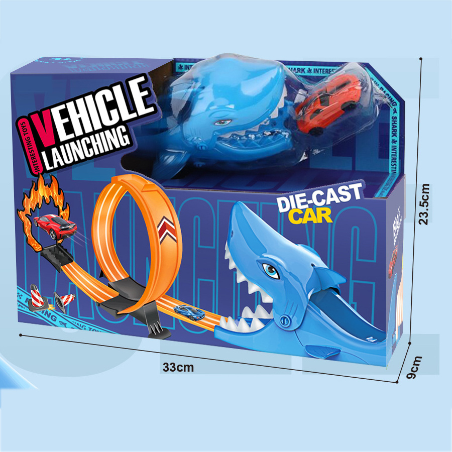 Kids Gift Toys Ejection Shark Race Track Toys Launching Track Include 1 PCS Die Cast Car Toys