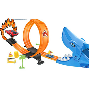 Kids Gift Toys Ejection Shark Race Track Toys Launching Track Include 1 PCS Die Cast Car Toys