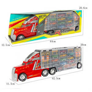 Hot selling plastic transport car carrier truck toy with free wheel mini diecast car vehicles set