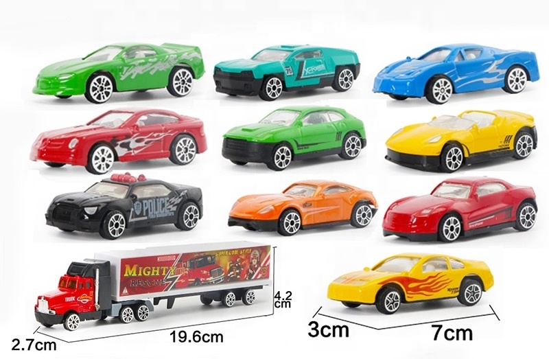 Hot selling plastic transport car carrier truck toy with free wheel mini diecast car vehicles set