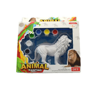 Educational Kids Animal figure plaster painting toy Lion funny drawing toys