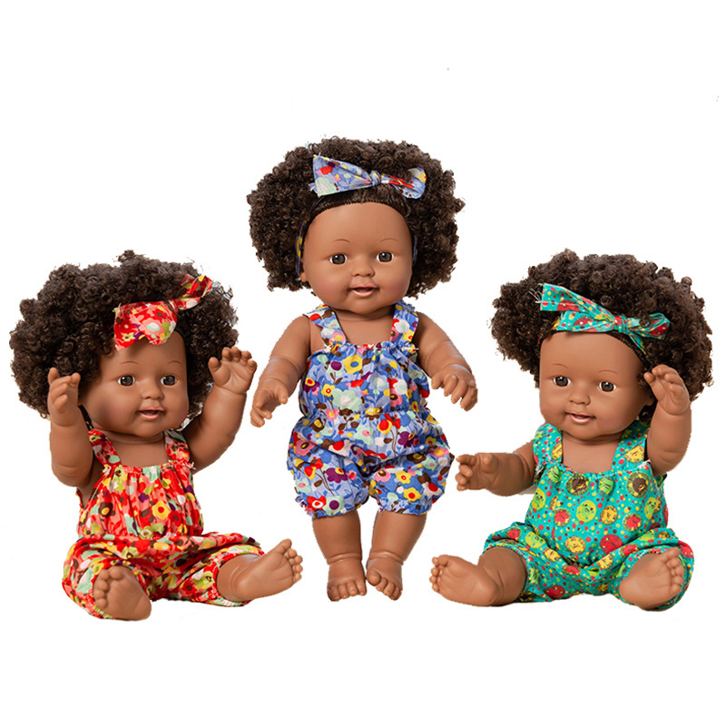 30cm IC Black African American Dolls Baby Reborn Doll With Afro Black Skin  For Kids