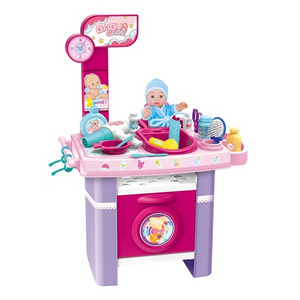 Children role-play hospital baby wash pretend play table toys with doll