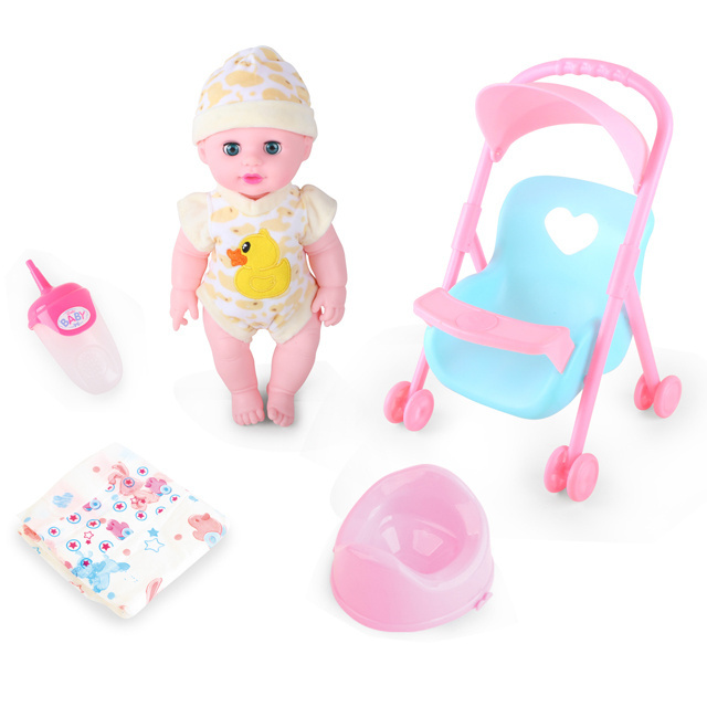 14 inch wholesale lovely baby toys fashion doll plastic PVC with 4 sound IC battery blink eyes silicone girl pee doll toy