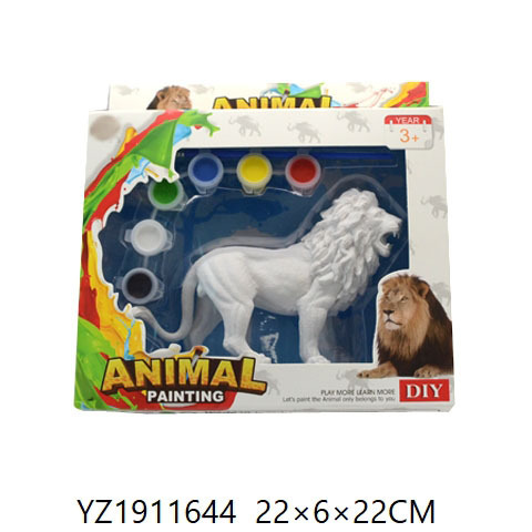 Educational Kids Animal figure plaster painting toy Lion funny drawing toys