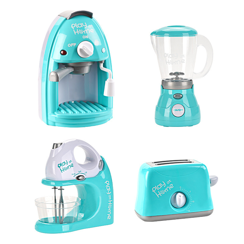 Simulation 4 in 1 Bread Maker Juice Coffee Machine Blender Home Appliances Play Kids Kitchen Toy Pretend Play Set