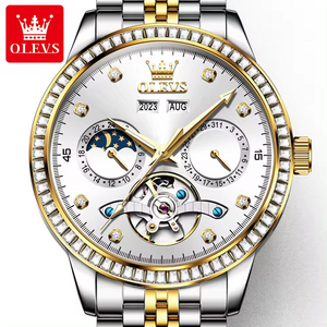 Olevs 7016 New Luxury Fashion Automatic  Men Watch Stainless Strap Business Mechanical Wrist Watch