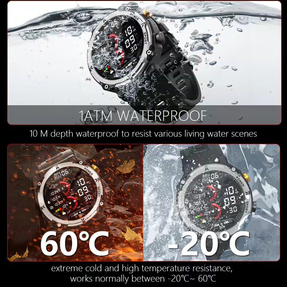 2024 New C21 1.32inch 360*360 touch screen BT call 128M large memory sports watch outdoor with 300mAh large battery