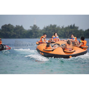 NEW Water Park Game Inflatable Donut Boat Inflatable Water Towable Tube Ski Boat Rolling Disco Boat