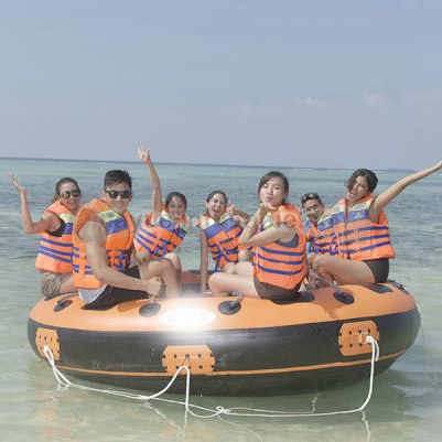 NEW Water Park Game Inflatable Donut Boat Inflatable Water Towable Tube Ski Boat Rolling Disco Boat