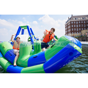 Hot selling summer inflatable water park toys mini seesaw banana boat for Kids and Adults aqua park