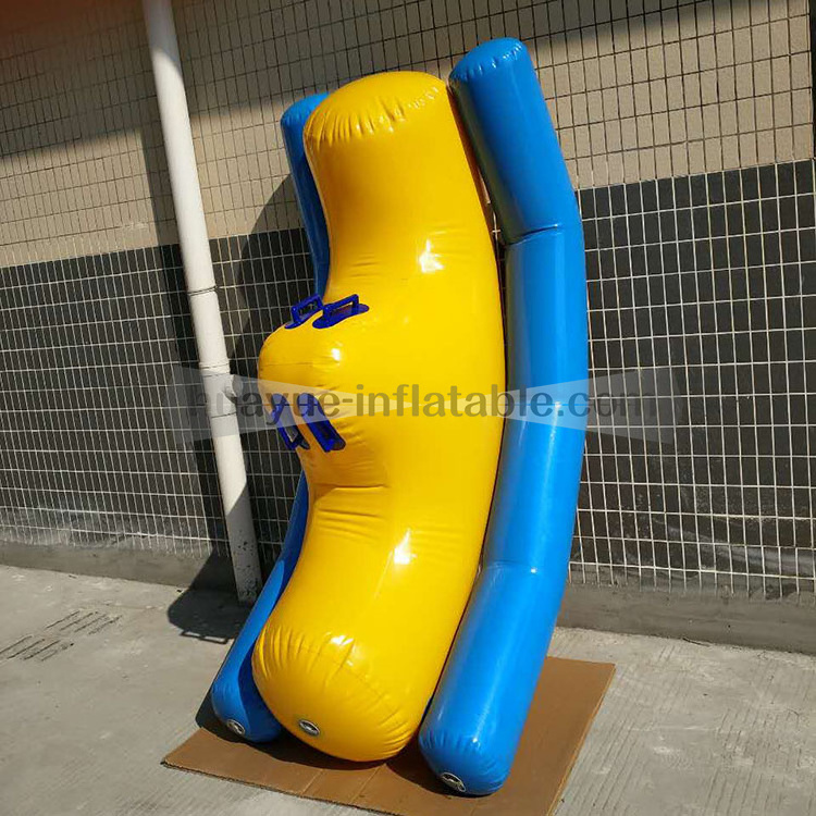 Hot selling summer inflatable water park toys mini seesaw banana boat for Kids and Adults aqua park