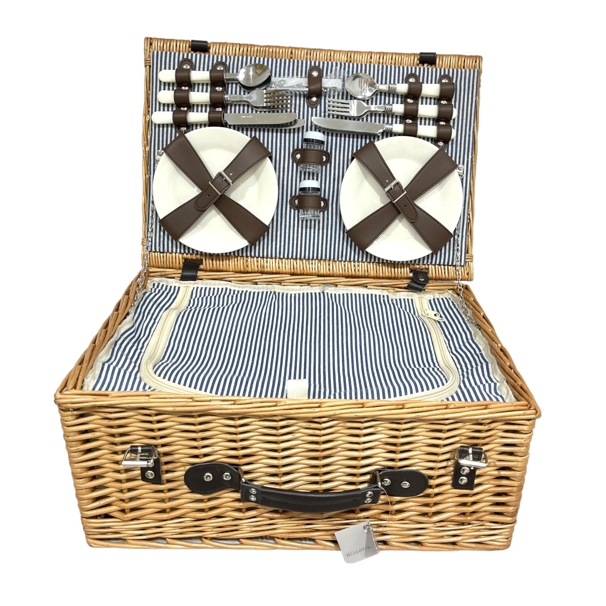 Natural Willow Wicker Picnic Storage Basket Waterproof 4 Person Set Picnic Basket With Lid