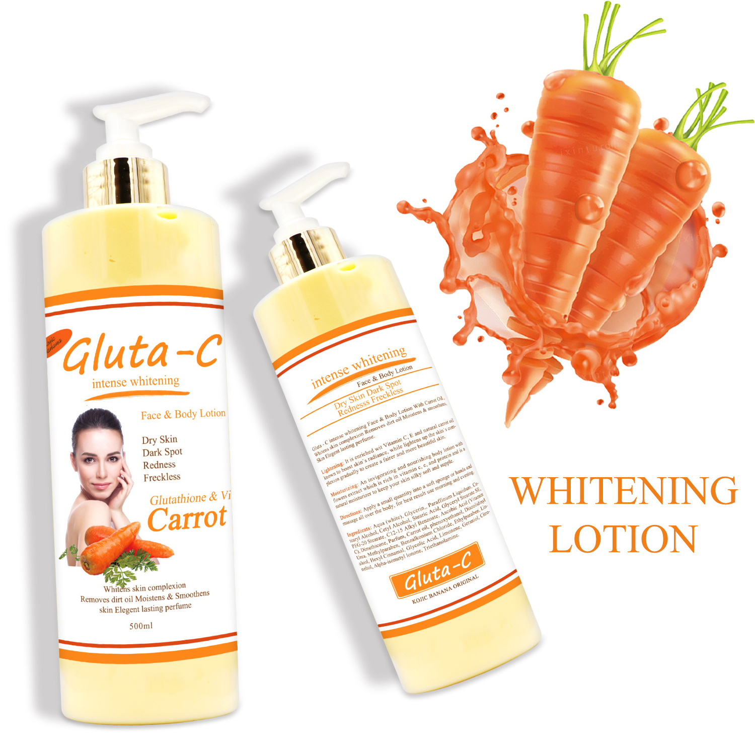 OEM/ODM Organic Carrot Oil Lightening Body Lotion Skinb Brightening Whitening lotions for Black Skin