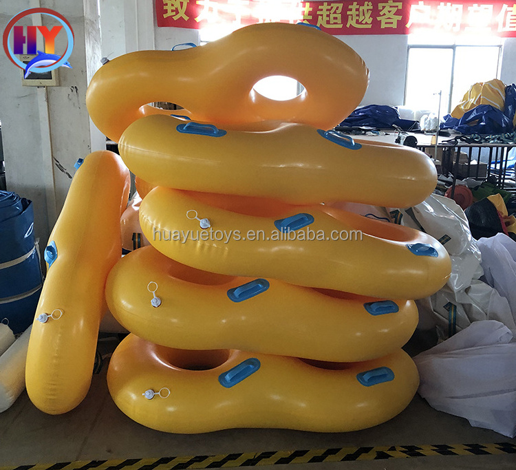 Custom sturdy double seat aqua park pool floating tube 2 person inflatable rafts for lake inflatable swimming rings for sports