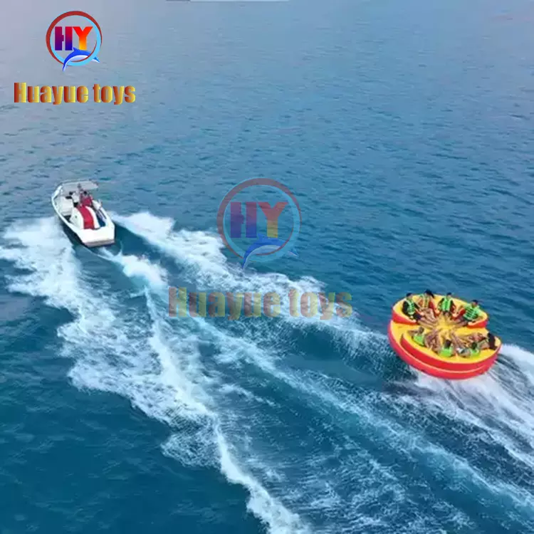 High quality PVC comfortable backrest super  inflatable banana boat ride spinner towable UFO water twister for disco boating