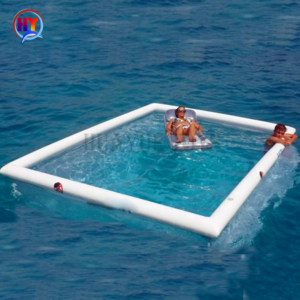 Water floating pad Inflatable Floating swimming pool on sea pool for yacht boats with jellyfish protect net PVC DWF Materials