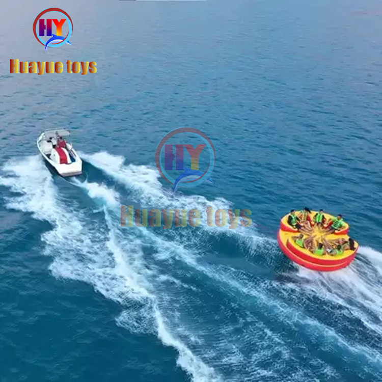 Outdoor sports game aqua games water floating spinner spinning rotating roll saturn towable tube disco boat for sale