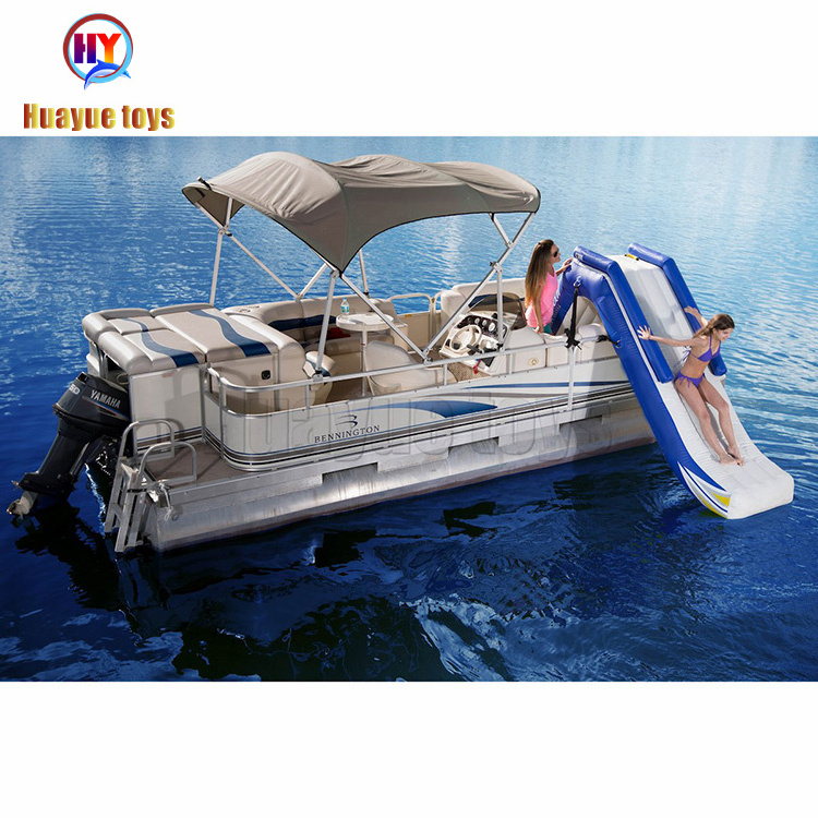 Entertainment Yacht Water Floating Slide PVC Inflatable Pontoon Boat Slide