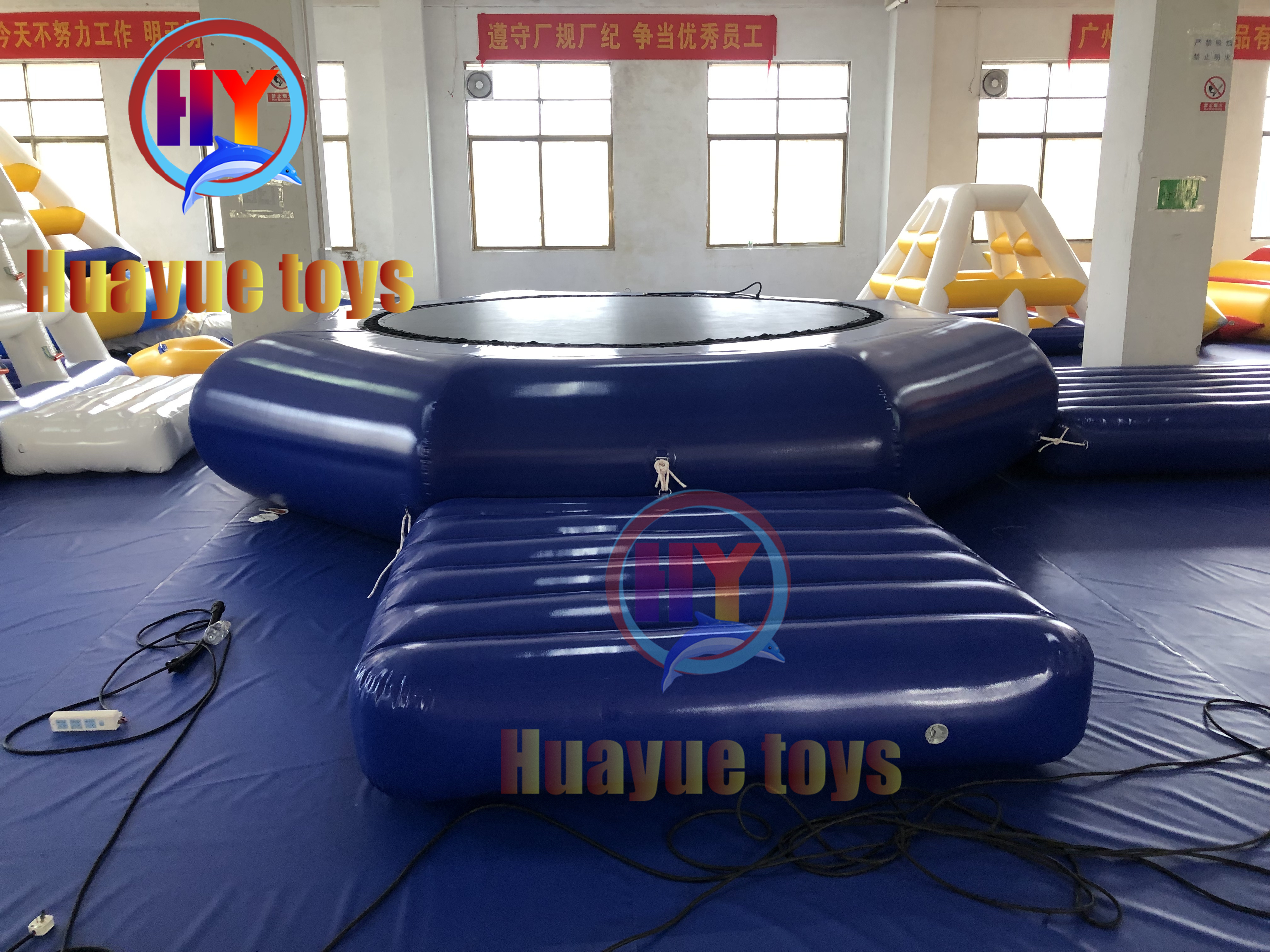 Mini commercial water park inflatable trampoline with slide cheap water island floating park for sale